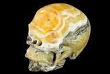 Realistic, Polished, Banded Orange Calcite Skull - Fluorescent! #151169-1